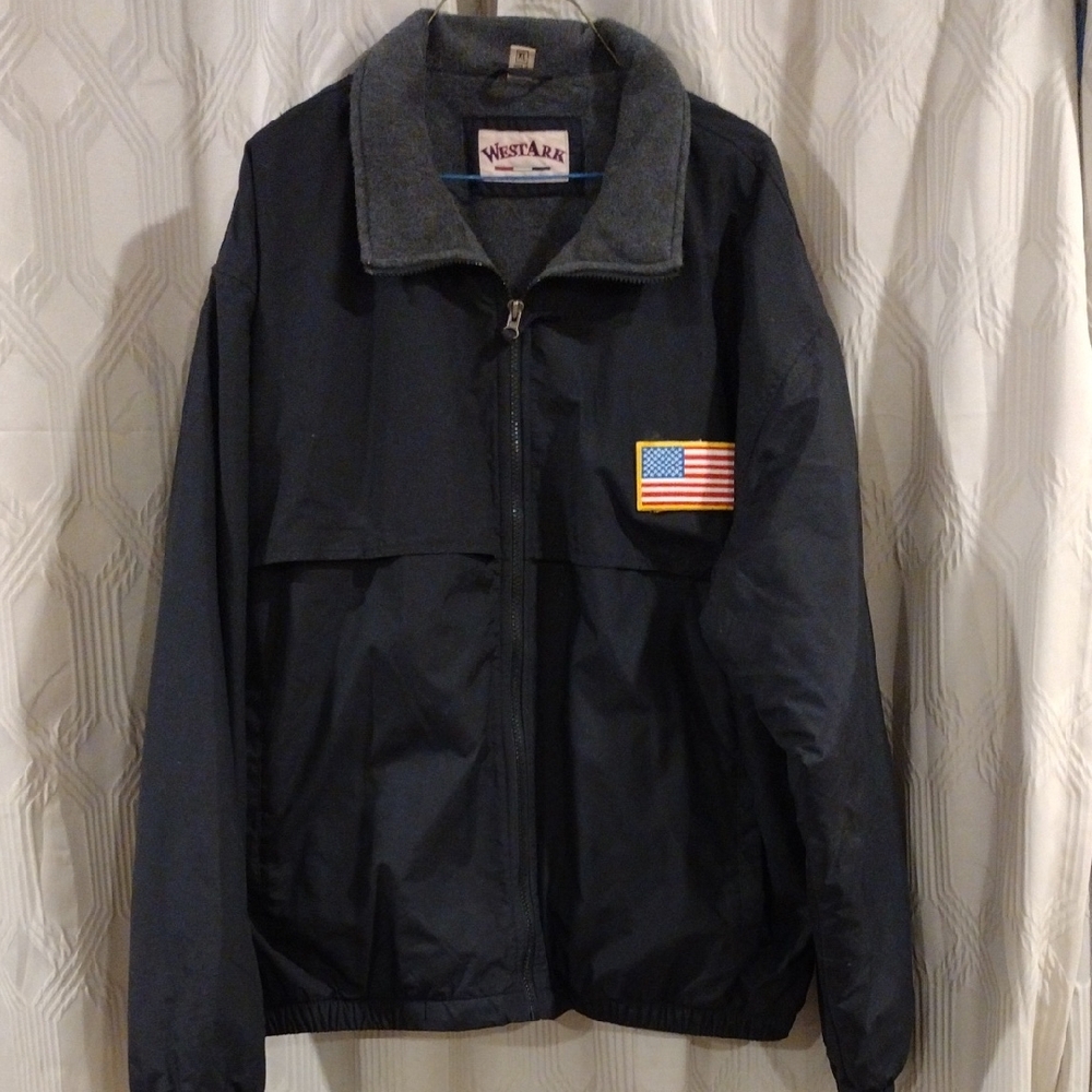 Westark Men's Navy Windbreaker with American Flag Patch